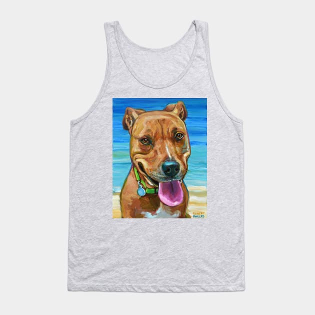 Adorable PITBULL Mix by the beach Tank Top by RobertPhelpsArt